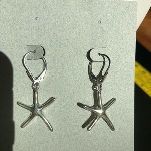 New, Silver starfish earrings